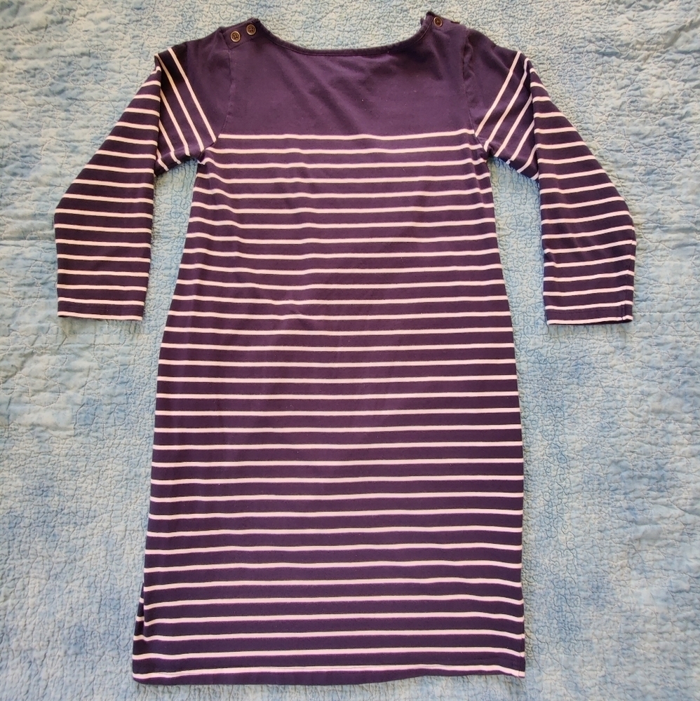 JoJo Maman Bébé Navy White Striped Dress
